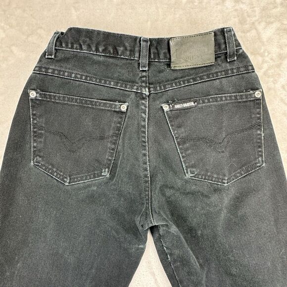 Vtg USA Harley Davidson Black Jeans Denim Women's Size 2 Long Classic Fit 24x33 - Picture 5 of 16